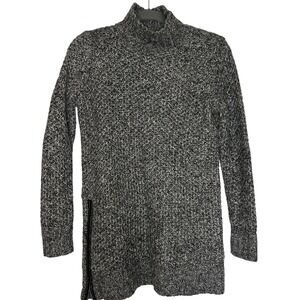 Banana Republic Women's Small Long Gray Mock Neck Sweater Poly Wool Side Zipper